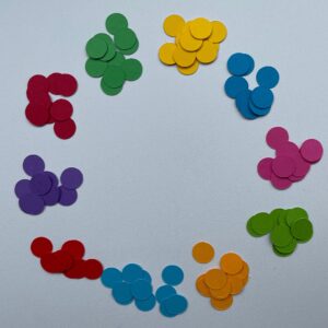 1cm Multicoloured rainbow dots