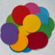 6cm Multicoloured rainbow dots, circle die cuts, for scrapbooking, card toppers, embellishments, children’s crafts, 160gsm paper/card.