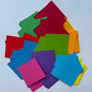 4cm Multicoloured rainbow square die cuts, 160gsm paper/card